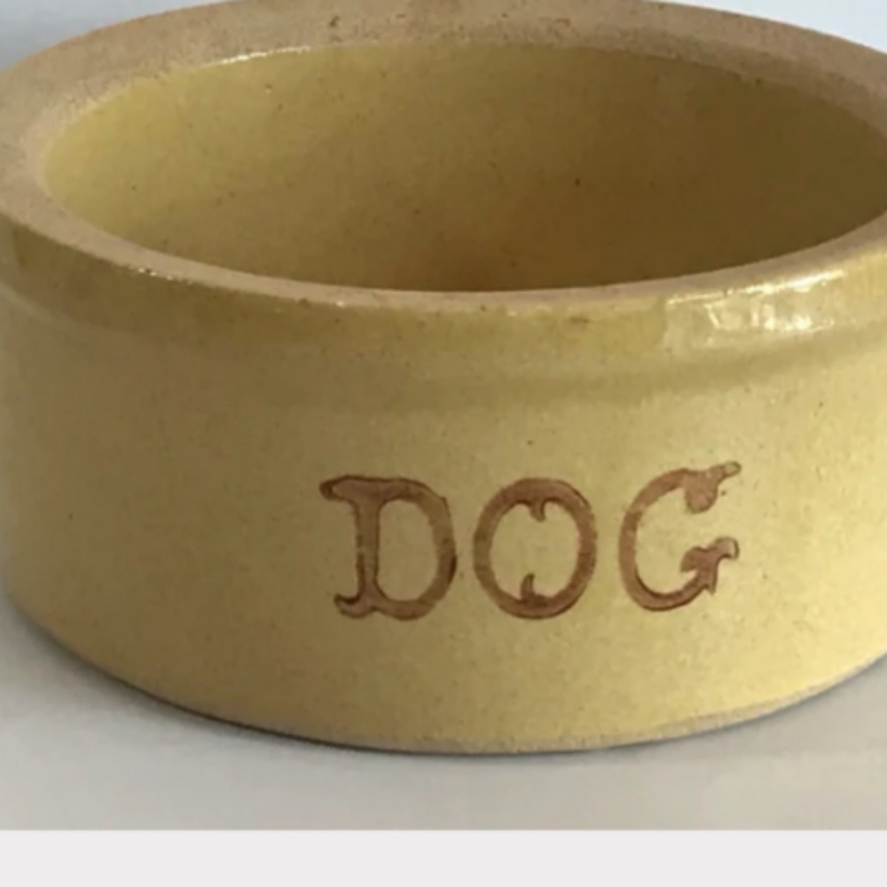 DOG DISH BOWL ROSEVILLE POTTERY AMBER VINTAGE EPLVC